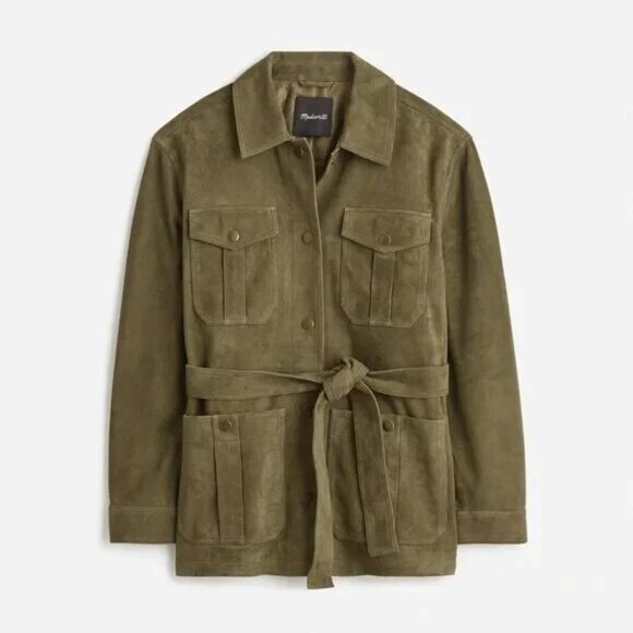 NWT Madewell Belted Field Jacket in Suede, Size Large - Picture 1 of 5
